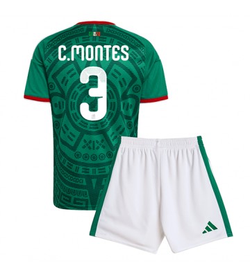 Mexiko Cesar Montes #3 Replika Hemmatröja Barn VM 2026 Kortärmad (+ Korta byxor)